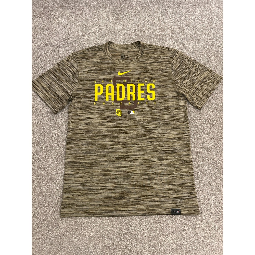 Nike San Diego Padres Shirt Mens Medium Brown Space Dye Dri-FIT Excellent MLB